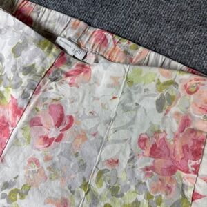 J Jill Linen Blend Stretch Floral‎ Print Cropped Pants Women's Medium Casual